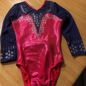 Gymnastics ¾ Sleeve Rhinestone Leotard Quatro
